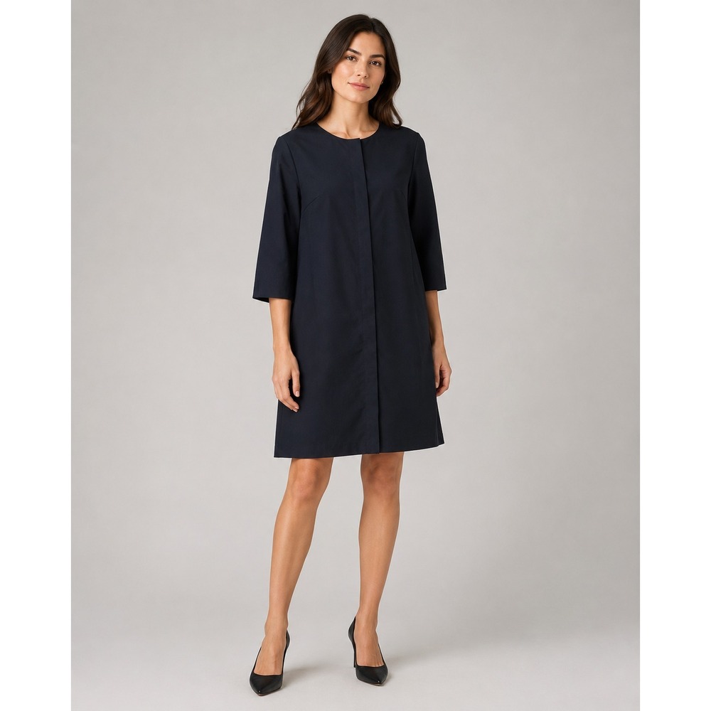 Boss Hugo Boss Dress Womens 4 Black Wool Hidden Snap Front Minimalist Capsule